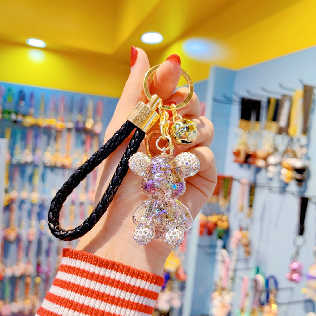 Wholesale Diamond Gypsophila Violent Bear Resin Keychains